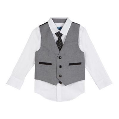 bluezoo Boys' grey waistcoat, shirt and tie set
